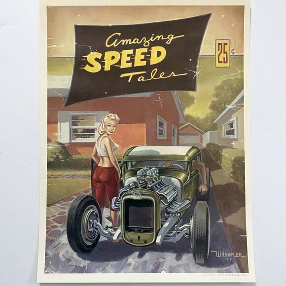 SOLD Out of Print Signed Keith WEESNER Print Vintage 1930 1931 Ford Hot Rod HEMI - Picture 1 of 6